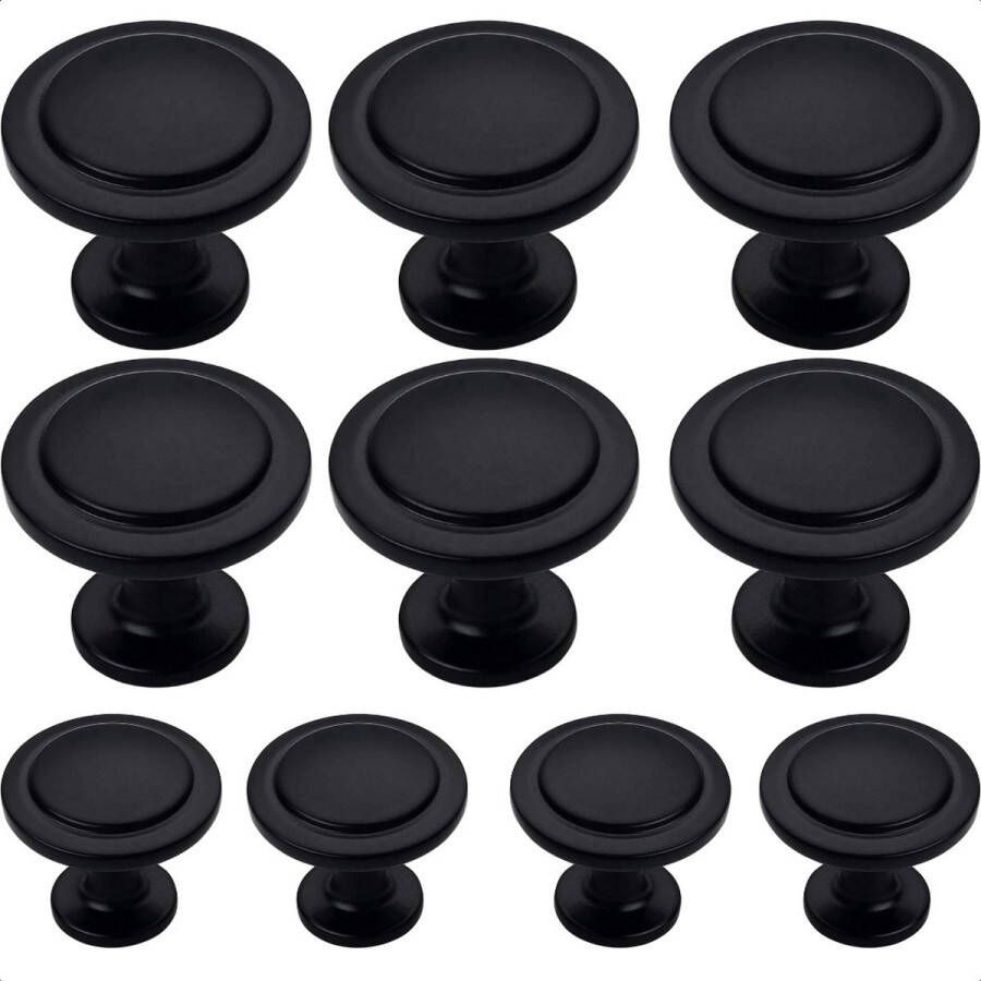 By MJM Kastknoppen Memphis zwart rond 20 Stuks Diameter 32 mm Kastknop Meubelknop Deurknoppen voor kasten Meubelbeslag Deurknopjes Meubelknoppen - Foto 2