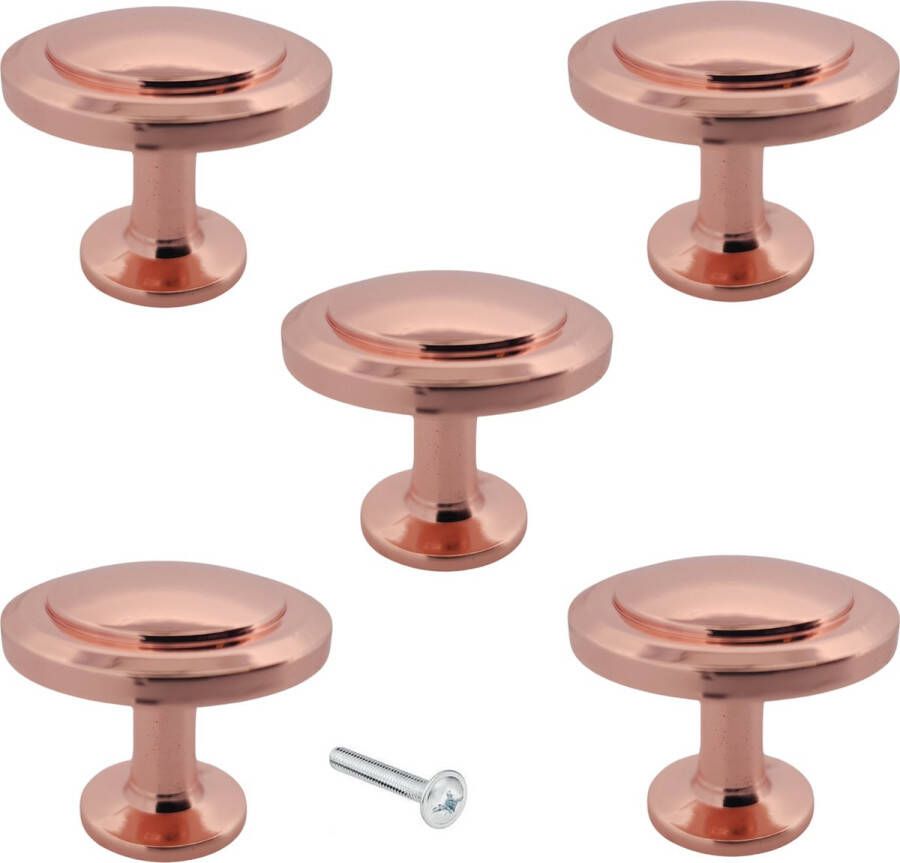 By MJM Meubelknop Memphis rose goud rond 5 STUKS Diameter 29 mm Kastknop Meubelknop Deurknoppen voor kasten Kastknoppen Meubelbeslag Deurknopjes Meubelknoppen