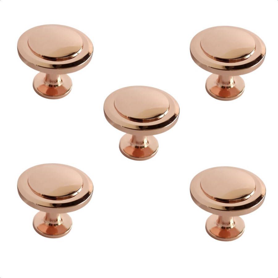 By MJM Meubelknop Memphis rose goud rond 5 STUKS Diameter 29 mm Kastknop Meubelknop Deurknoppen voor kasten Kastknoppen Meubelbeslag Deurknopjes Meubelknoppen