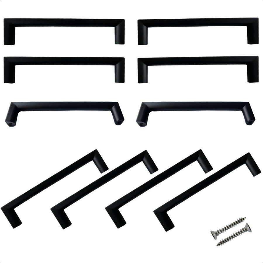 By MJM Moderne Zwarte kunststof Handgrepen Kast 128 mm Set van 10 Stuks Geschikt voor Deurtjes Keukenkastjes en Badkamer Inclusief Schroeven Meubelgreep en Deurgreep - Foto 2