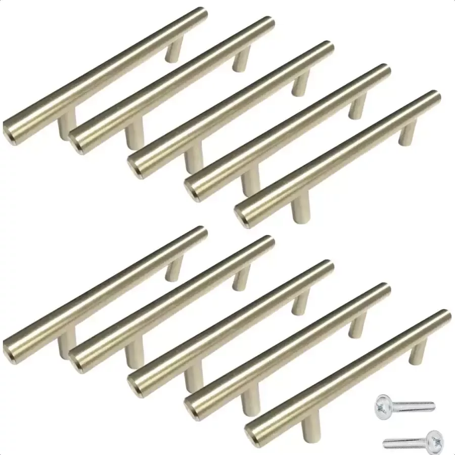 By MJM T-greep Rvs 200mm SET 10 stuks Hartafstand 128mm Rvs Meubelgreep Rvs Keukengreep Rvs- Greep Rvs Deurgreep Handgreep keukenkastjes keukenkast handgrepen kast meubelgrepen Handgrepen voor deurtjes inclusief schroeven