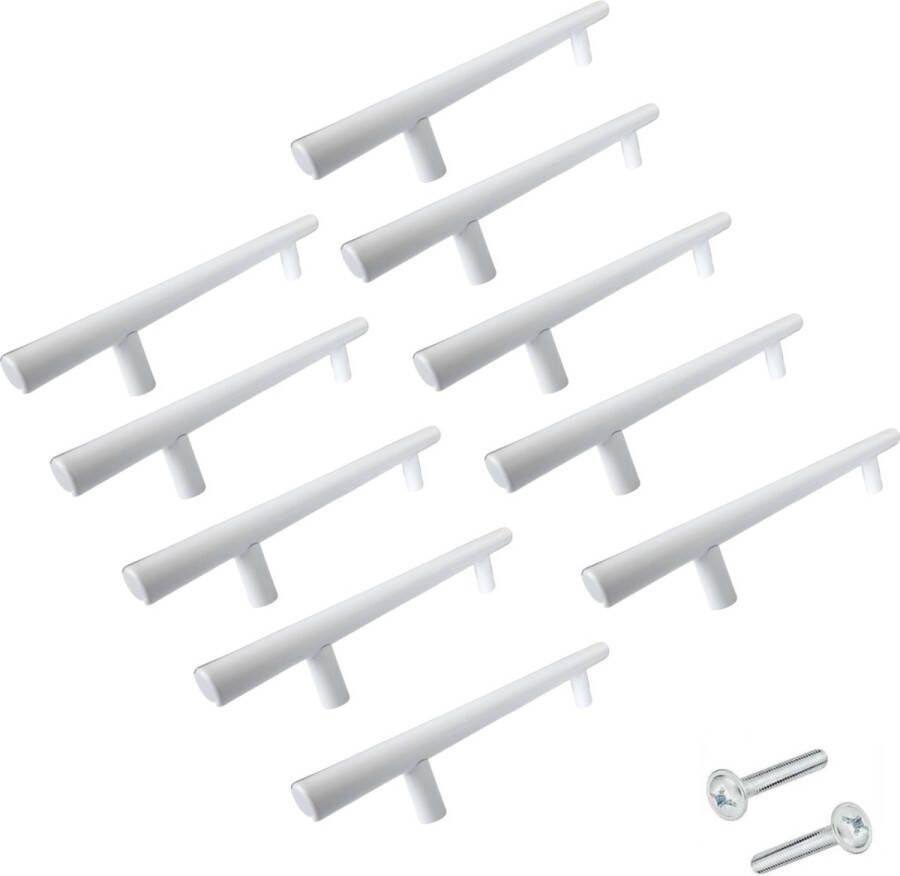 By MJM Handgreep Denver T-greep wit Hartafstand 128mm SET 20 Stuks Wit Meubelgreep Wit Keukengreep Wit Greep Wit Deurgreep Handgreep keukenkastjes keukenkast handgrepen kast meubelgrepen Handgrepen voor deurtjes inclusief schroeven