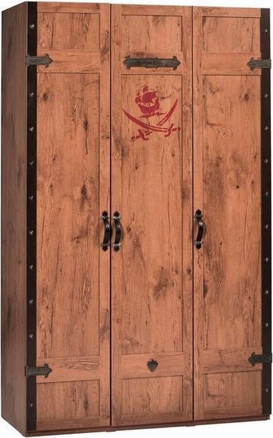 By MM Store Black Pirate 3-deurs kledingkast piraten