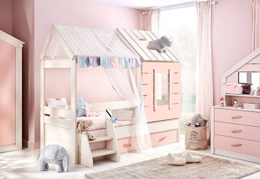 By MM Store Cento Pink bedhuisje kinderbed roze meisjeskamer 200 x 90 cm