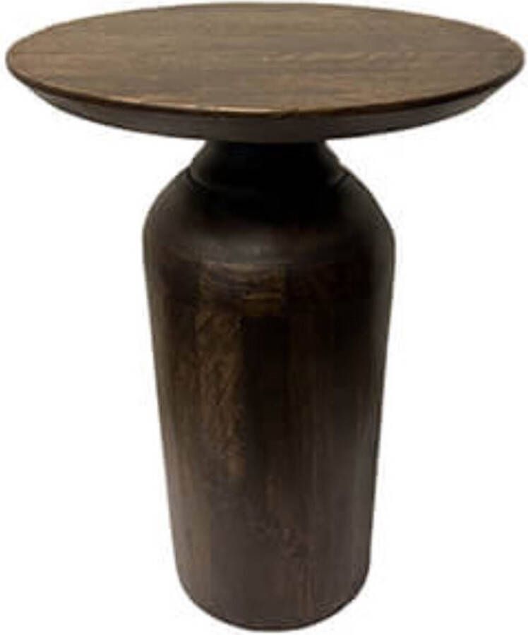 By Mooss Bijzettafel bruine tafel walnoot organische vorm hout diameter 40cm