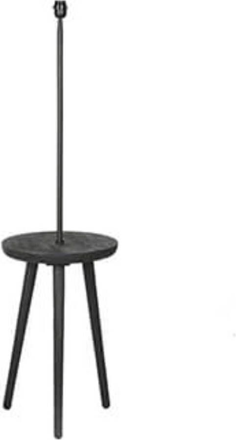 By Mooss Bijzettafel tafel met verlichting modern houten tafel zwart hout rond 40cm