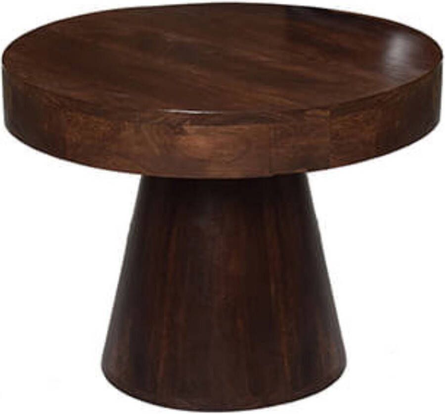 By Mooss Bijzettafel walnoot houten tafel salontafel massief hout diameter 55cm - Foto 1