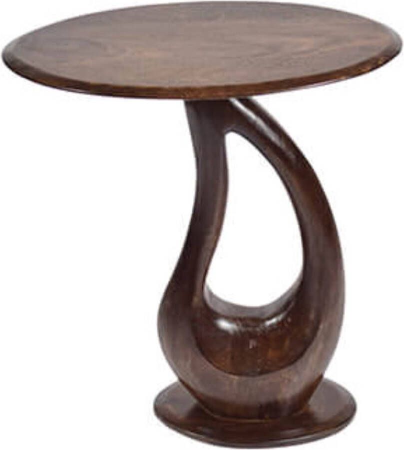 By Mooss Bijzettafel walnoot KAARBANIK rond tafel hout diameter 45cm