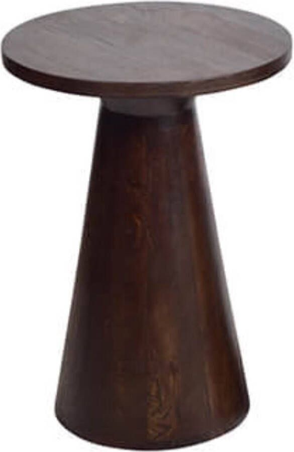 by Mooss Bijzettafel walnoot strakke gladde vormgeving rond tafel hout diameter 45cm