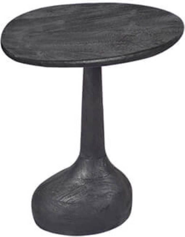 by Mooss Bijzettafel zwarte tafel KAARBANIK met voelbare houtstructuur rond tafel hout diameter 35cm