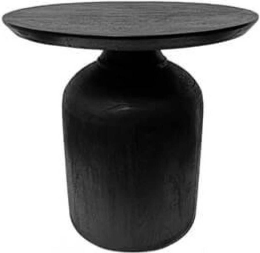 By Mooss Bijzettafel zwarte tafel met voelbare houtstructuur organische vorm hout diameter 50cm