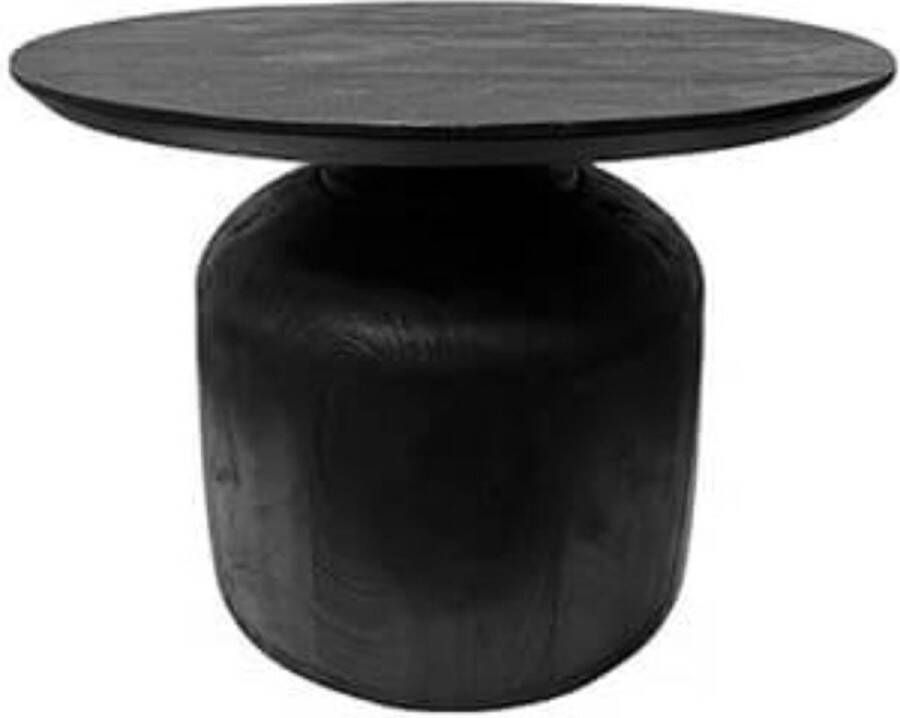 By Mooss Bijzettafel zwarte tafel met voelbare houtstructuur organische vorm hout diameter 60cm