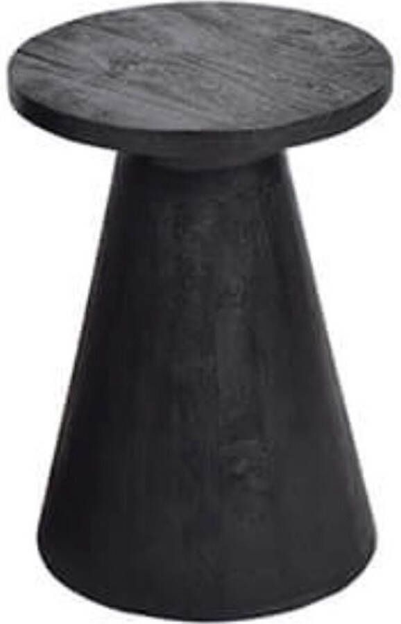By Mooss Bijzettafel zwarte tafel met voelbare houtstructuur rond tafel hout diameter 37cm