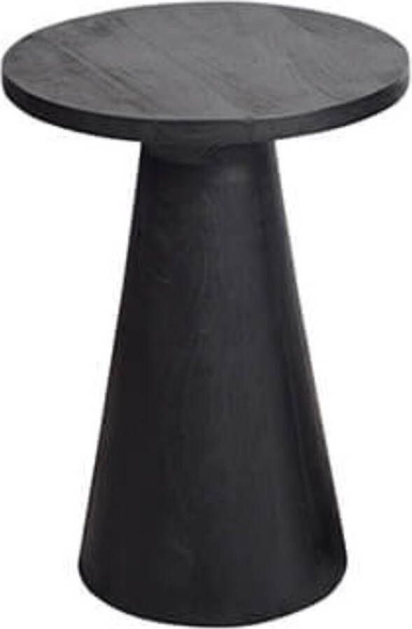By Mooss Bijzettafel zwarte tafel met voelbare houtstructuur rond tafel hout diameter 45cm