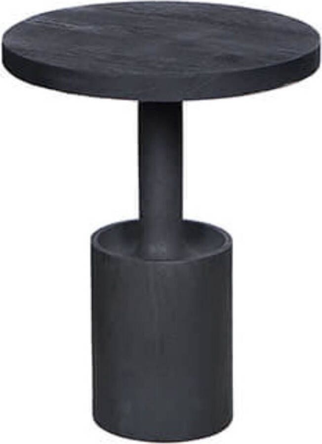 By Mooss Bijzettafel zwarte tafel met voelbare houtstructuur rond tafel hout diameter 50cm