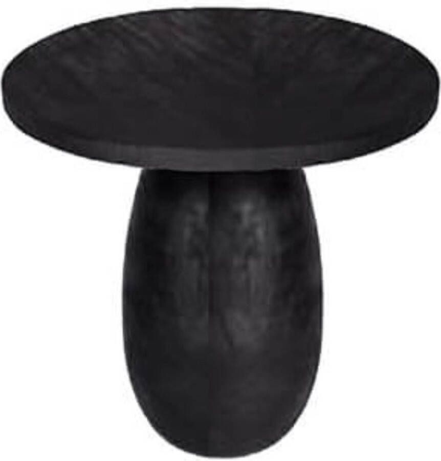 By Mooss Bijzettafel zwarte tafel met voelbare houtstructuur rond tafel hout diameter 50cm