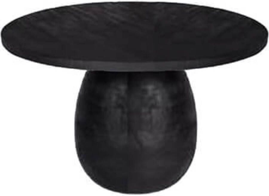 By Mooss Bijzettafel zwarte tafel met voelbare houtstructuur rond tafel hout diameter 60cm