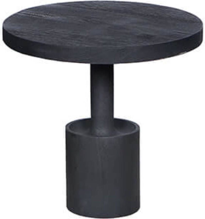 By Mooss Bijzettafel zwarte tafel met voelbare houtstructuur rond tafel hout diameter 60cm