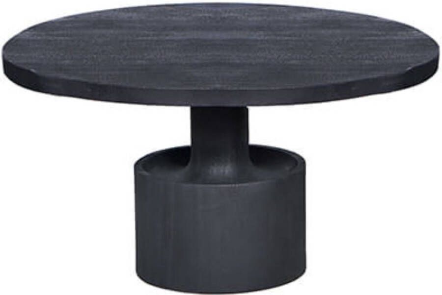By Mooss Bijzettafel zwarte tafel met voelbare houtstructuur rond tafel hout diameter 70cm