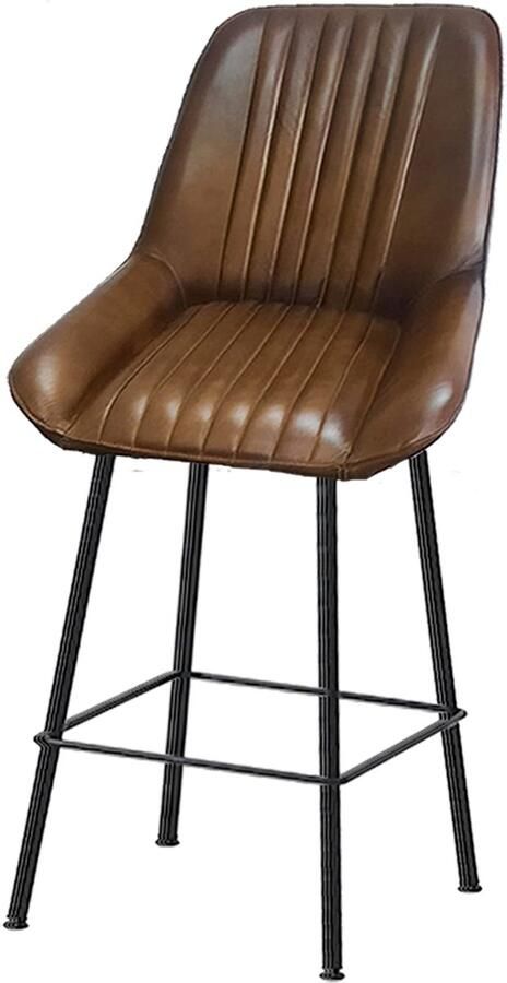 By Mooss Barstoel Barkruk Tess Oker- Leer Kuip Set van 2