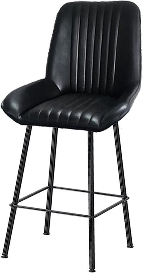 By Mooss Barstoel Barkruk Tess Zwart Leer Kuip Set van 2