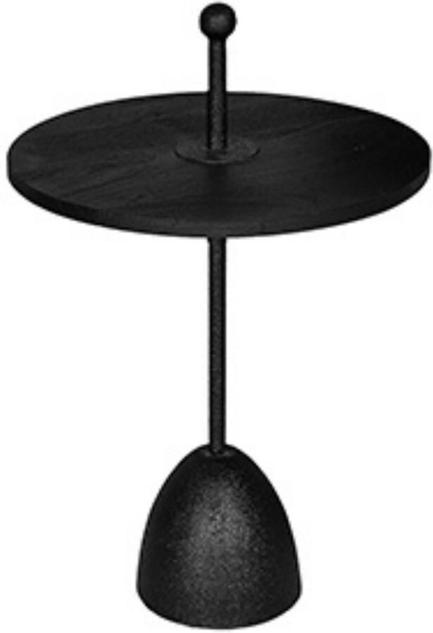 By Mooss Bijzettafel Black on Black Rond Metaal Hout Handvat M Ø 40 Trendy