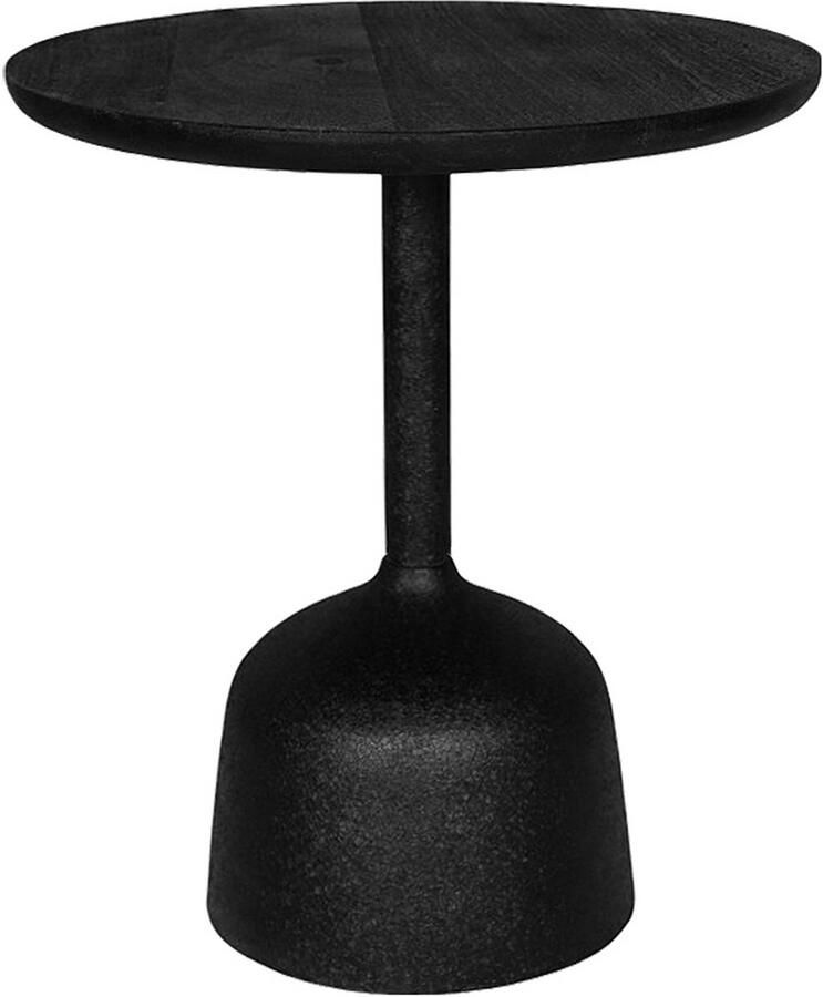 By Mooss Bijzettafel Black on Black Zwart Ø 40 Hout Metaal Trendy