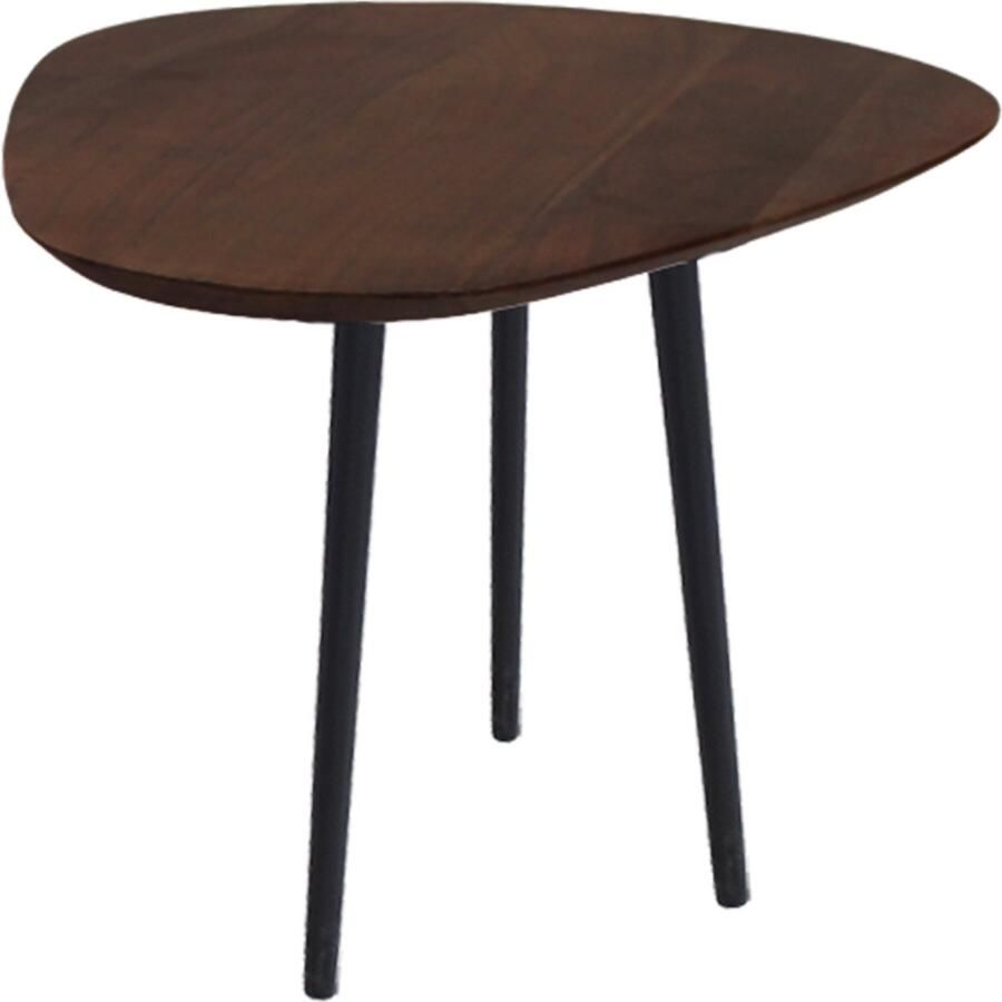 By Mooss Moderne Driehoek Salontafel Tafels Met Zwarte Metalen Poten – Perfect Voor De Woonkamer In Walnoot