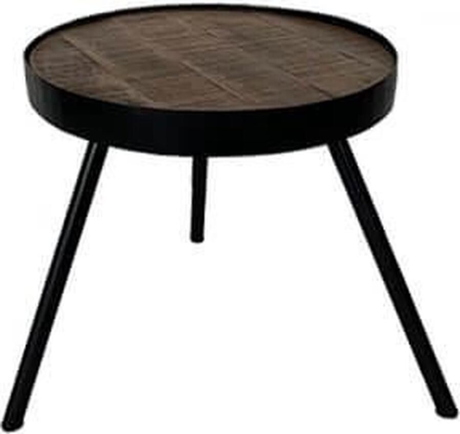 By Mooss Bijzettafel Driepoot Tafel Rond Ø 50 x 48 cm Hout Metaal Bruin Zwart Trendy Stoer