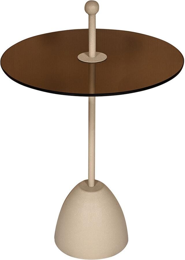 By Mooss Bijzettafel Glas Ivory Ø 50 Metaal Handvat Trendy