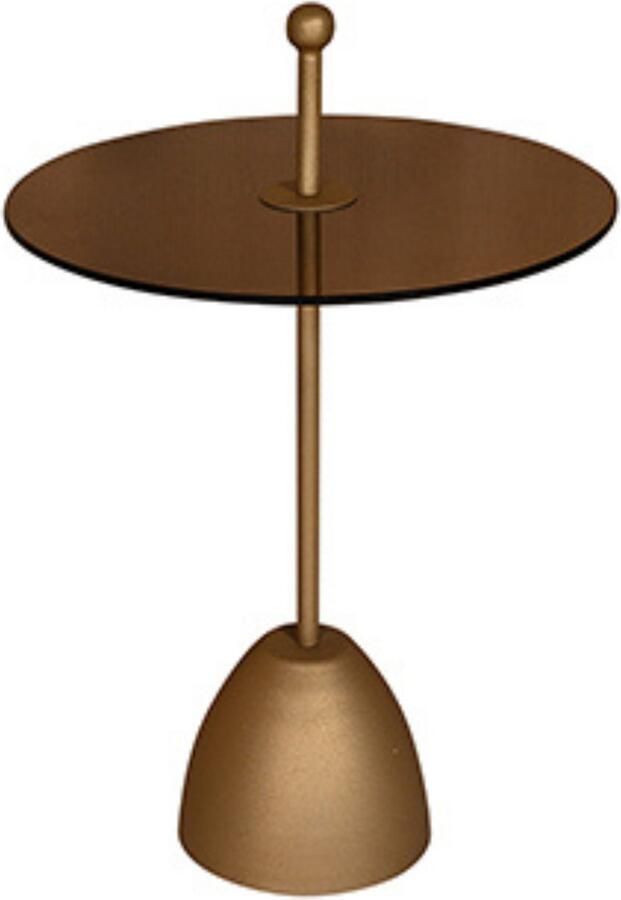 By Mooss Bijzettafel Glas Rond Gold Dust Ø 50 Metaal Trendy Handvat