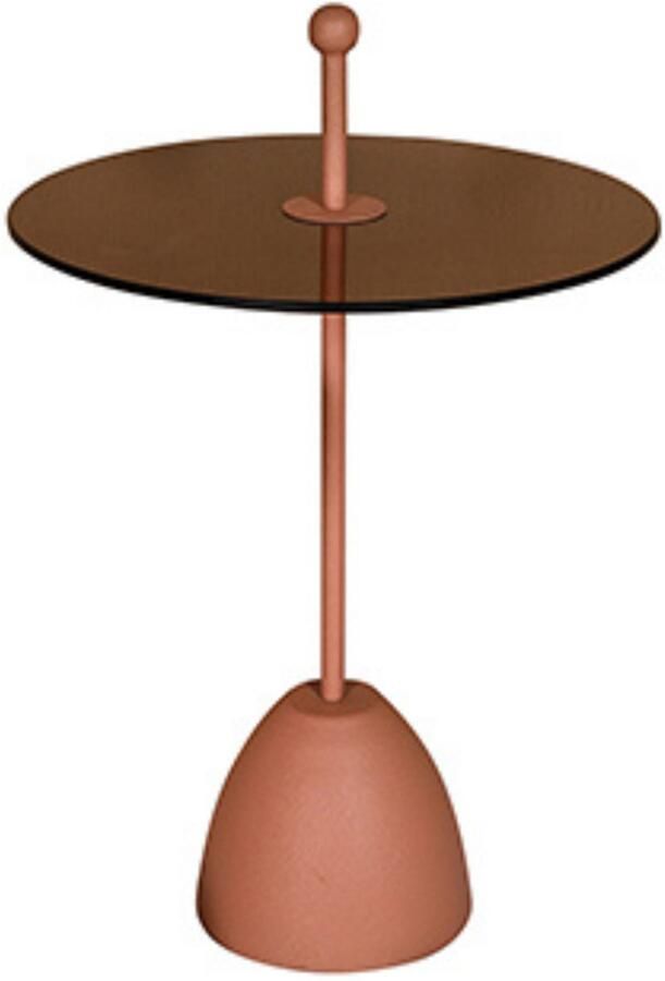 By Mooss Bijzettafel Glas Rond Metaal Trendy Handvat Pink Ø 50