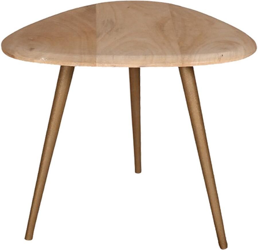 By Mooss Bijzettafel Gold Dust Naturel Driehoek Metaal Hout S Trendy