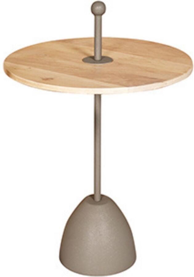 By Mooss Bijzettafel Green Gray Rond Metaal Hout Handvat L Ø 50