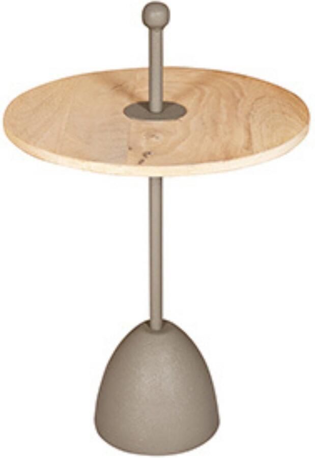 By Mooss Bijzettafel Green Gray Rond Metaal Hout Handvat M Ø 40