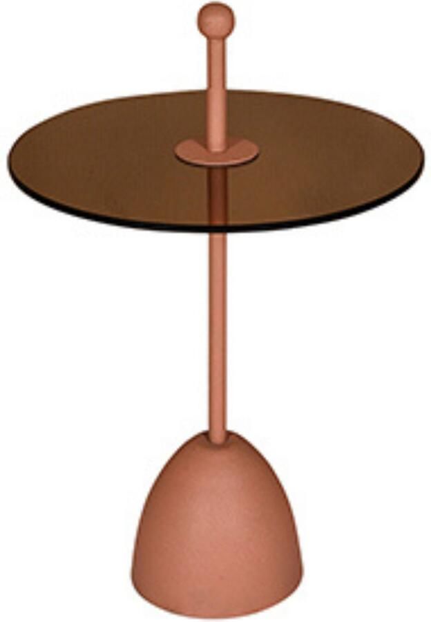 By Mooss Bijzettafel Metaal Rond Glas Pink Ø 40 Trendy Handvat