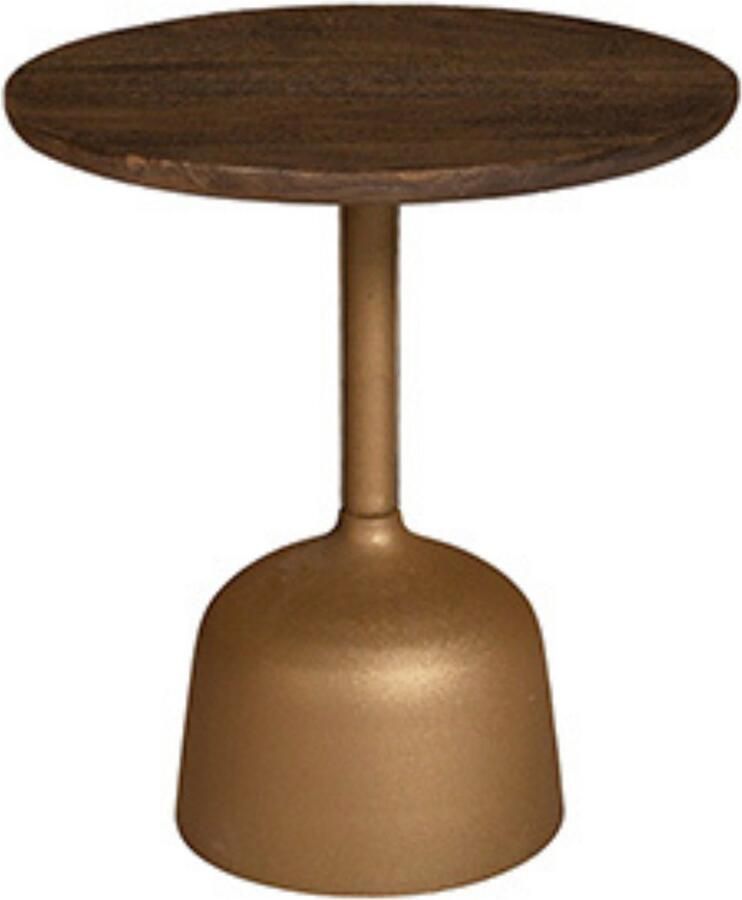 By Mooss Bijzettafel Oil Antique Gold Dust Ø 40 Hout Metaal Trendy