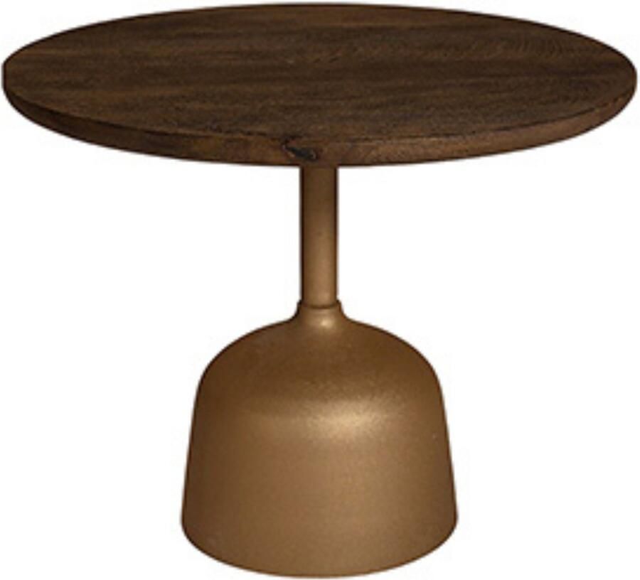 By Mooss Bijzettafel Oil Antique Gold Dust Ø 55 Hout Metaal Trendy