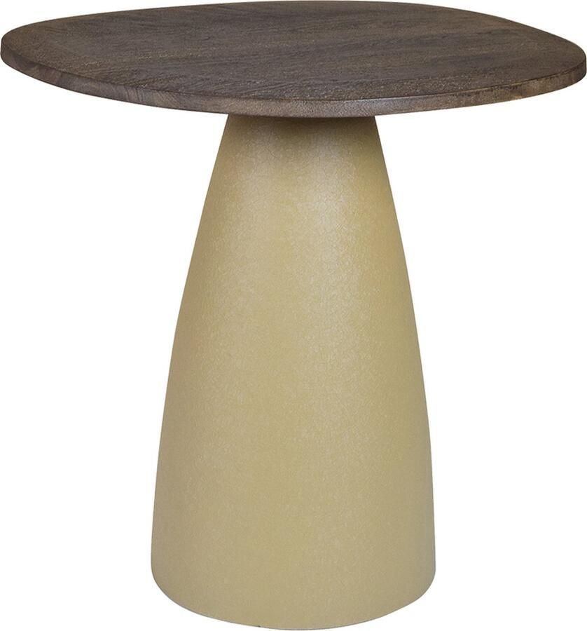 By Mooss Bijzettafel Oil Antique Houten blad Metalen voet 50x45 Organisch