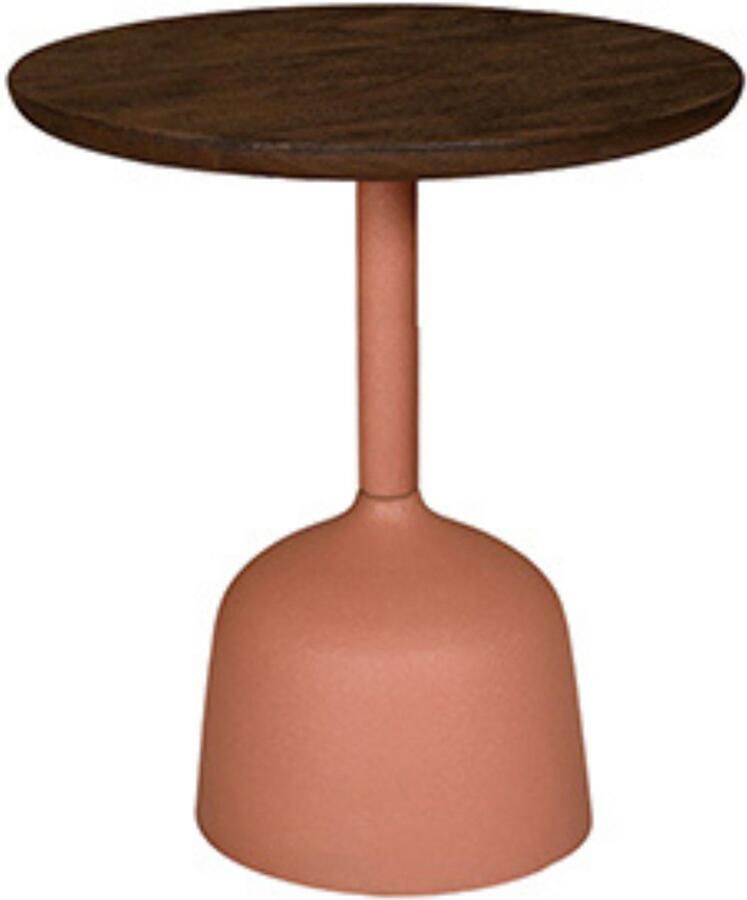 By Mooss Bijzettafel Oil Antique Peach Pink Ø 40 Hout Metaal Trendy