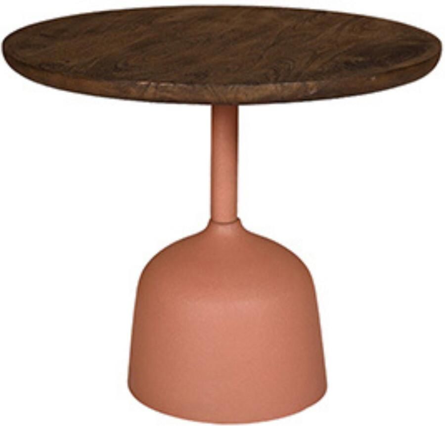By Mooss Bijzettafel Oil Antique Peach Pink Ø 55 Hout Metaal Trendy
