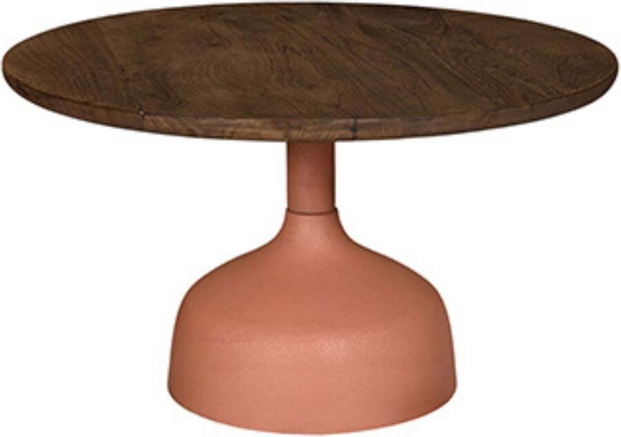 By Mooss Bijzettafel Oil Antique Peach Pink Ø 70 Hout Metaal Trendy