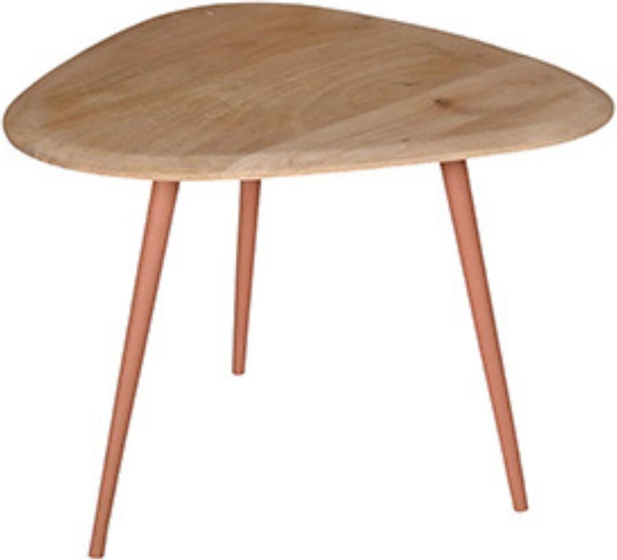 By Mooss Bijzettafel Peach Pink Naturel Driehoek Metaal Hout L