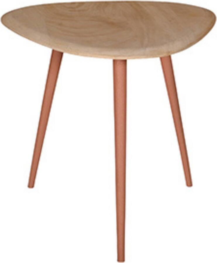 By Mooss Bijzettafel Peach Pink Naturel Driehoek Metaal Hout M