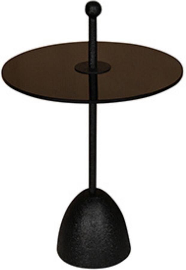 By Mooss Bijzettafel Rond Glas Black Ø 40 Metaal Trendy Handvat