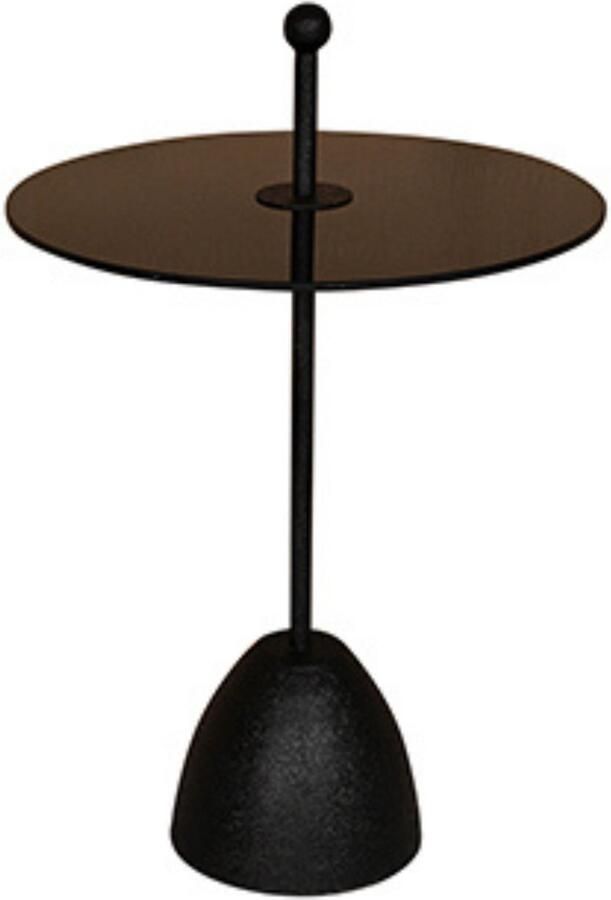 By Mooss Bijzettafel Rond Glas Black Ø 50 Metaal Trendy Handvat