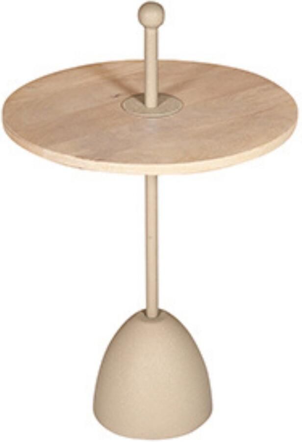 By Mooss Bijzettafel Rond Naturel Ivory Handvat Ø 40 Hout Metaal Trendy