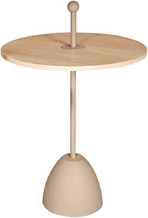 By Mooss Bijzettafel Rond Naturel Ivory Handvat Ø 50 Hout Metaal Trendy