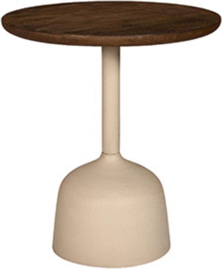 By Mooss Bijzettafel Salontafel Oil Antique Ivory Ø 40 Hout Metaal Trendy