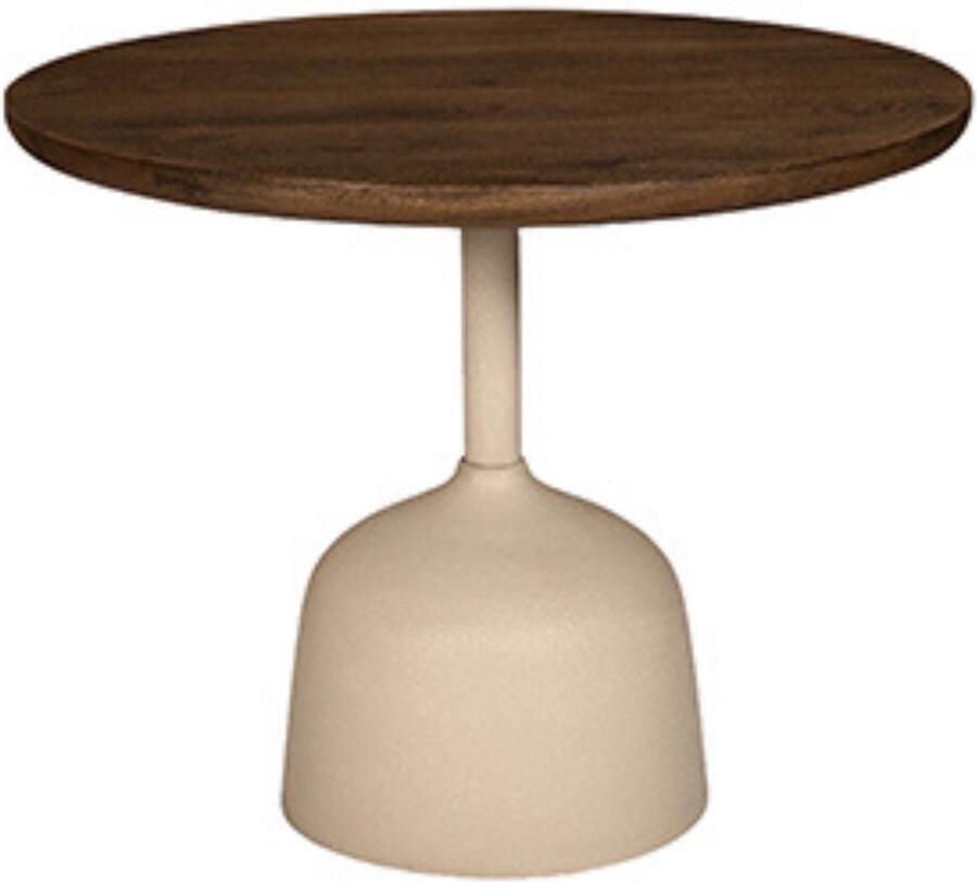 By Mooss Bijzettafel Salontafel Oil Antique Ivory Ø 55 Hout Metaal Trendy